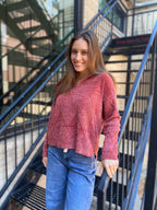 Kinze Chenille Rose Long Sleeve Hoodie