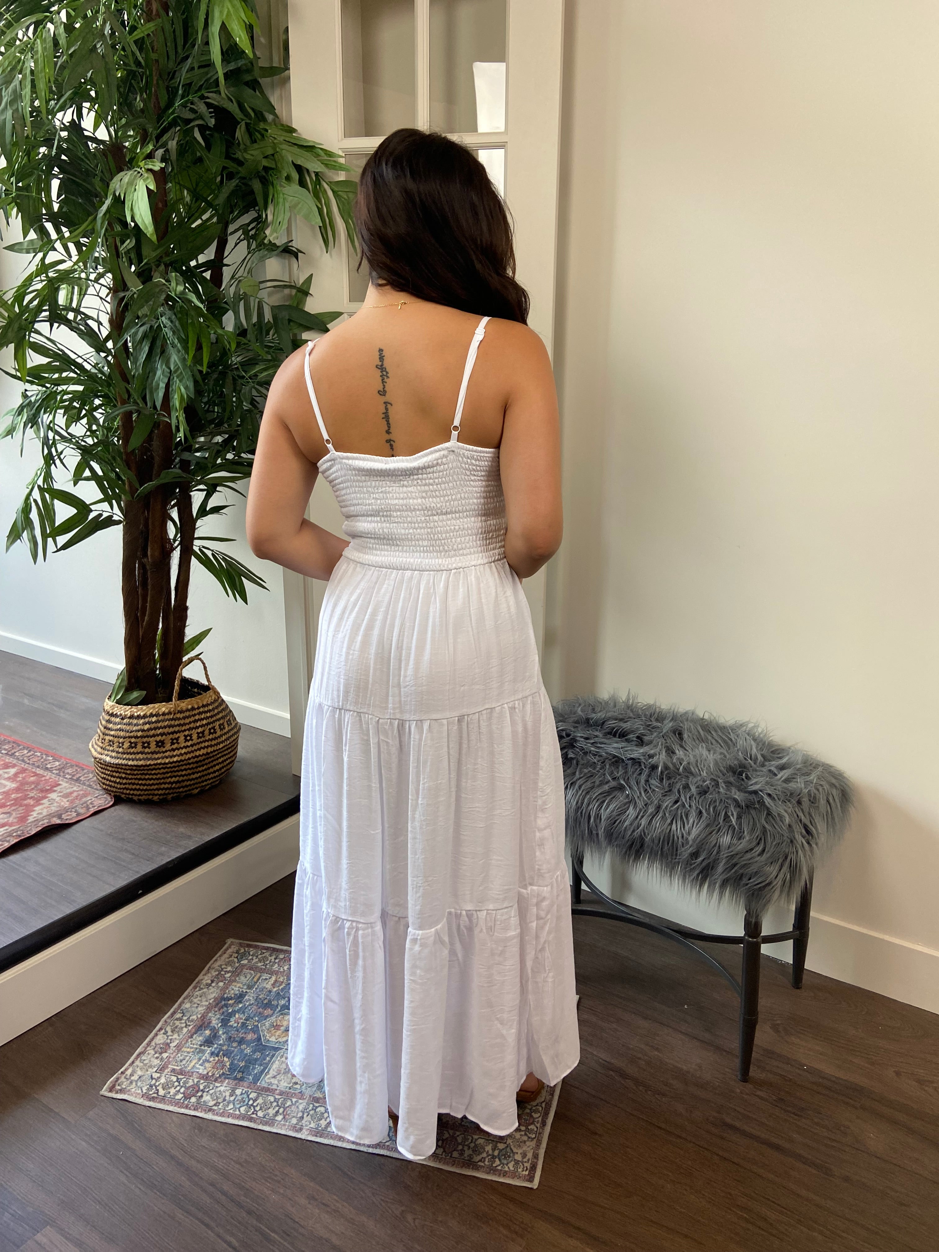 Allie White Cross Front Maxi Dress - MK Threads Boutique