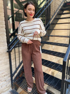 Stellie Brown Crinkle Drawstring Pants