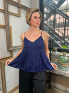 Vera Navy Tiered Tank Top - MK Threads Boutique