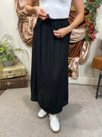 Yana Black Woven Midi Skirt