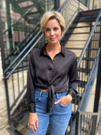 Alexi Black Silk Button up