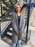 Jackie Dark Mocha Open Cardigan