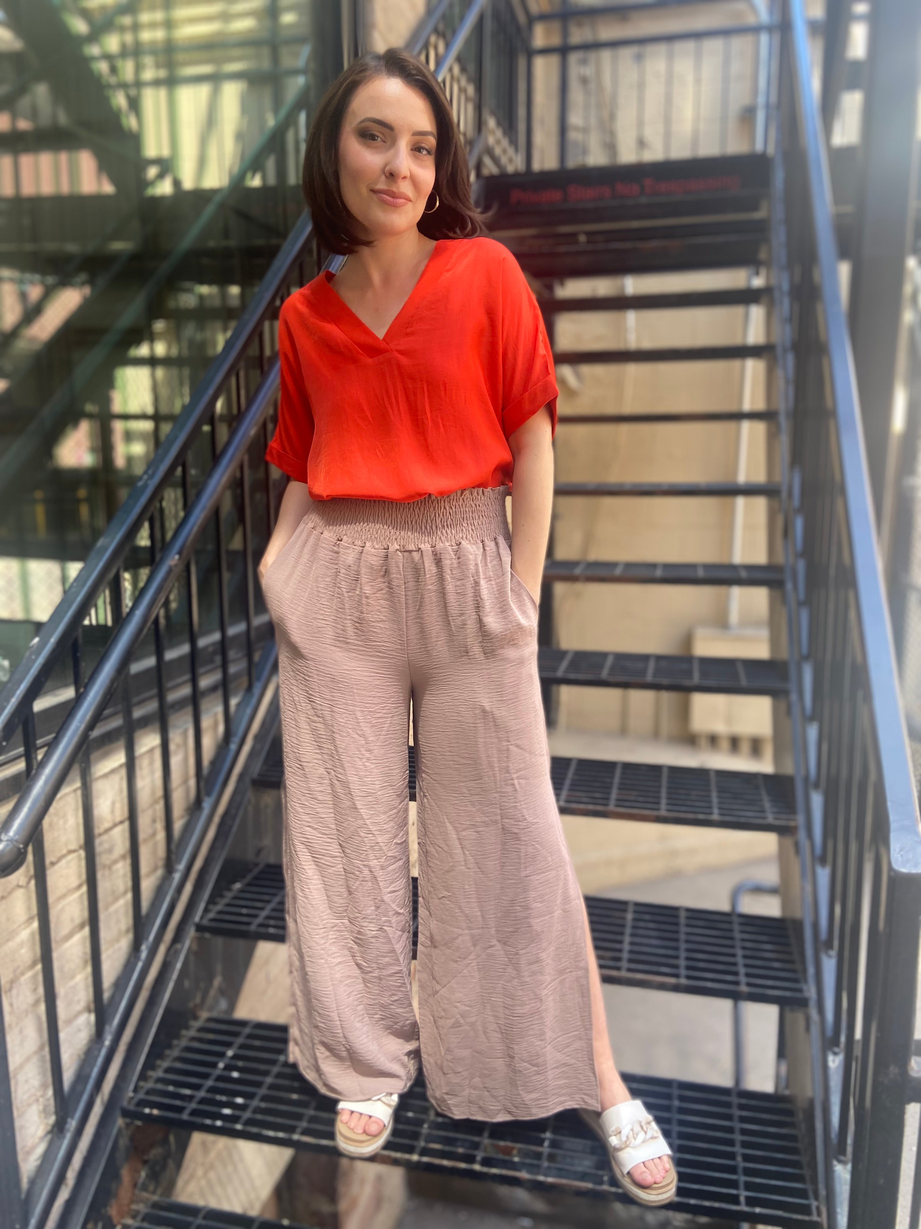 Koa Coco Smocked Slit Pants
