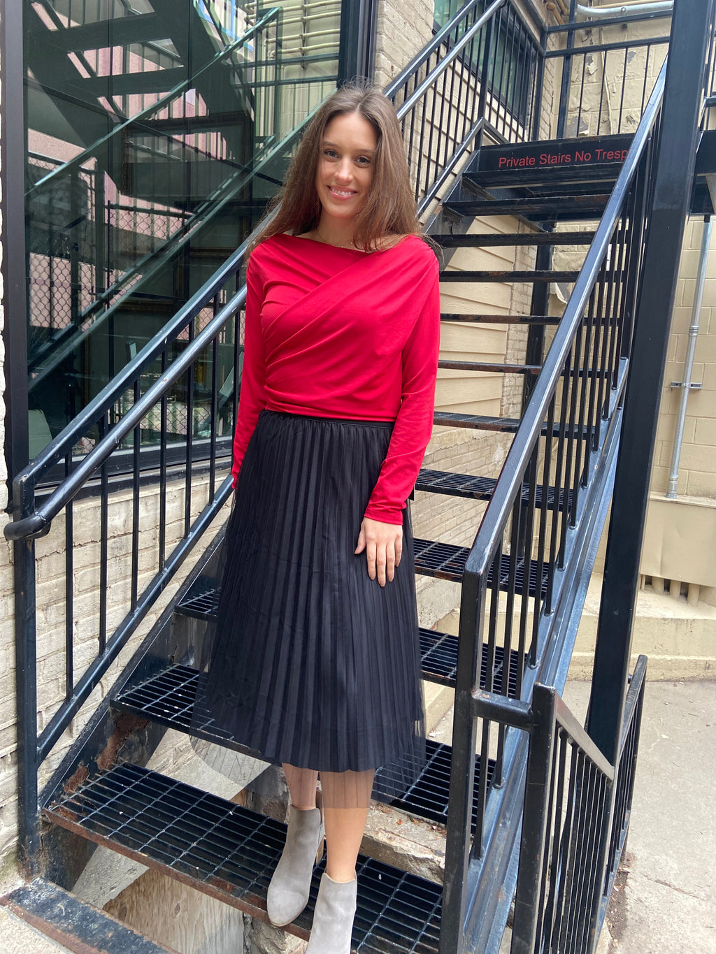 Tilla Black Tulle Layered Midi Skirt