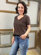 Thea Brown Short Sleeve Full Length Top - MK Threads Boutique