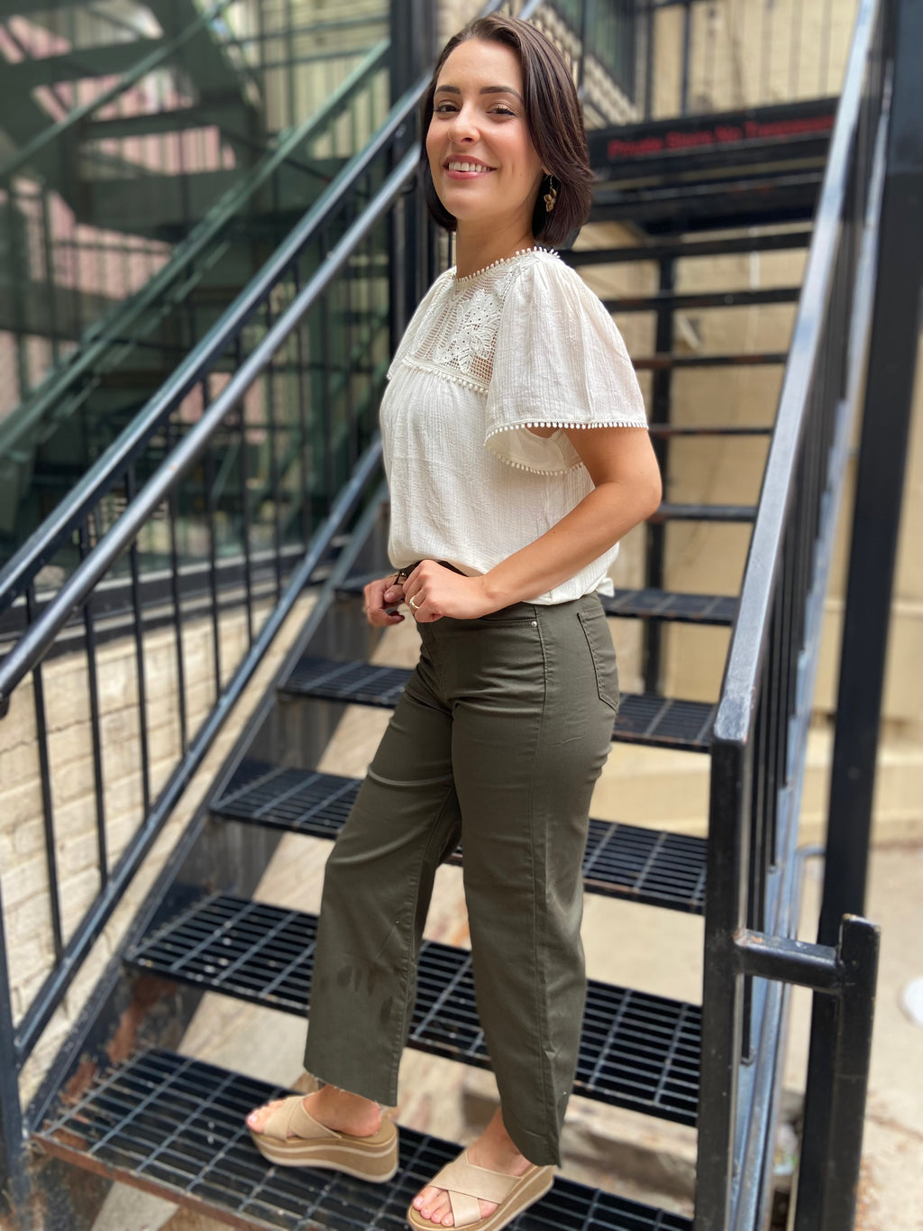 Adrienne Dark Olive High Rise Cropped Zenana Jeans