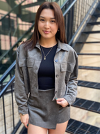 Ember Olive Grey Suede Cropped Jacket