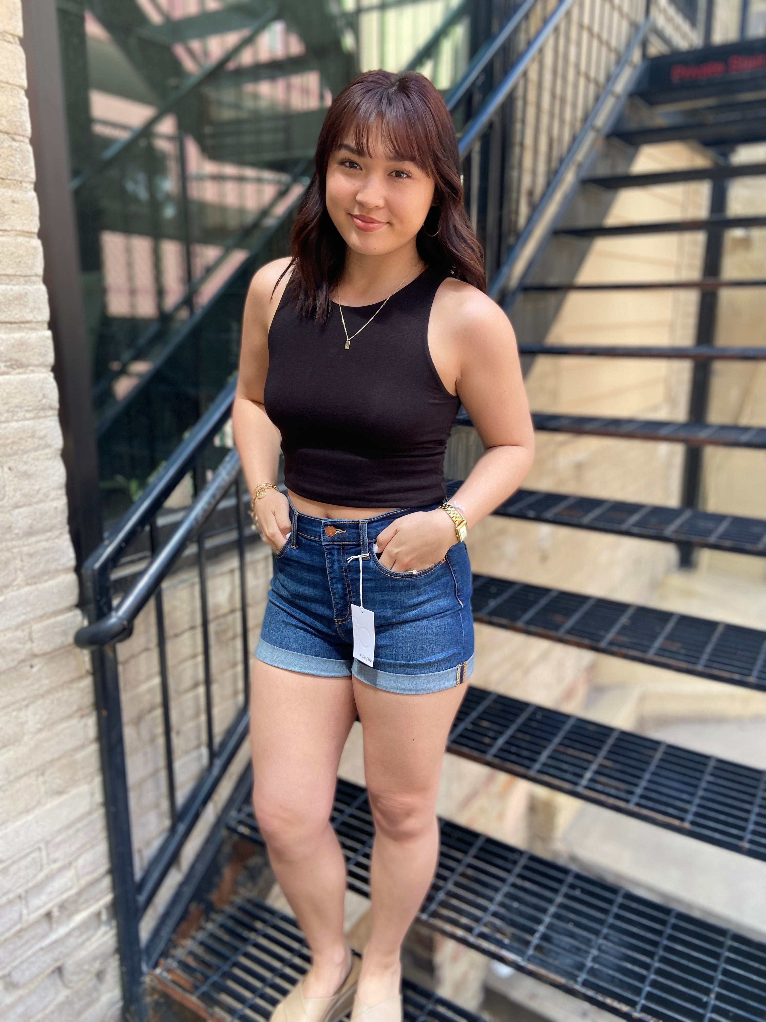 Thane Dark Wash Sneak Peek Jean Shorts
