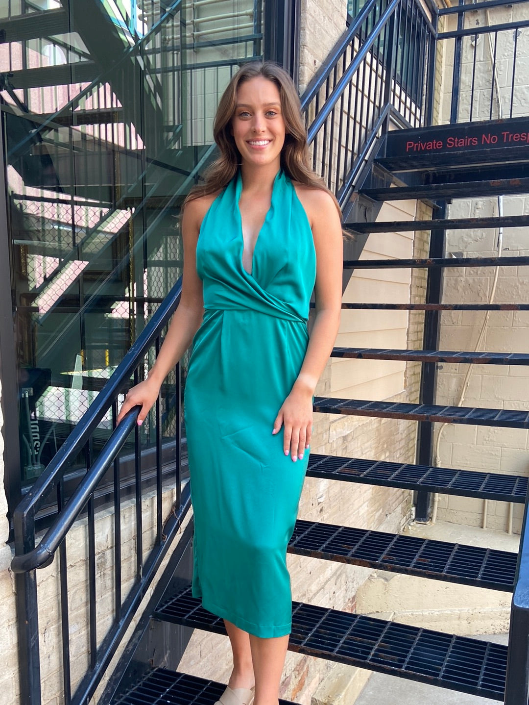 Miranda Green Satin Dress