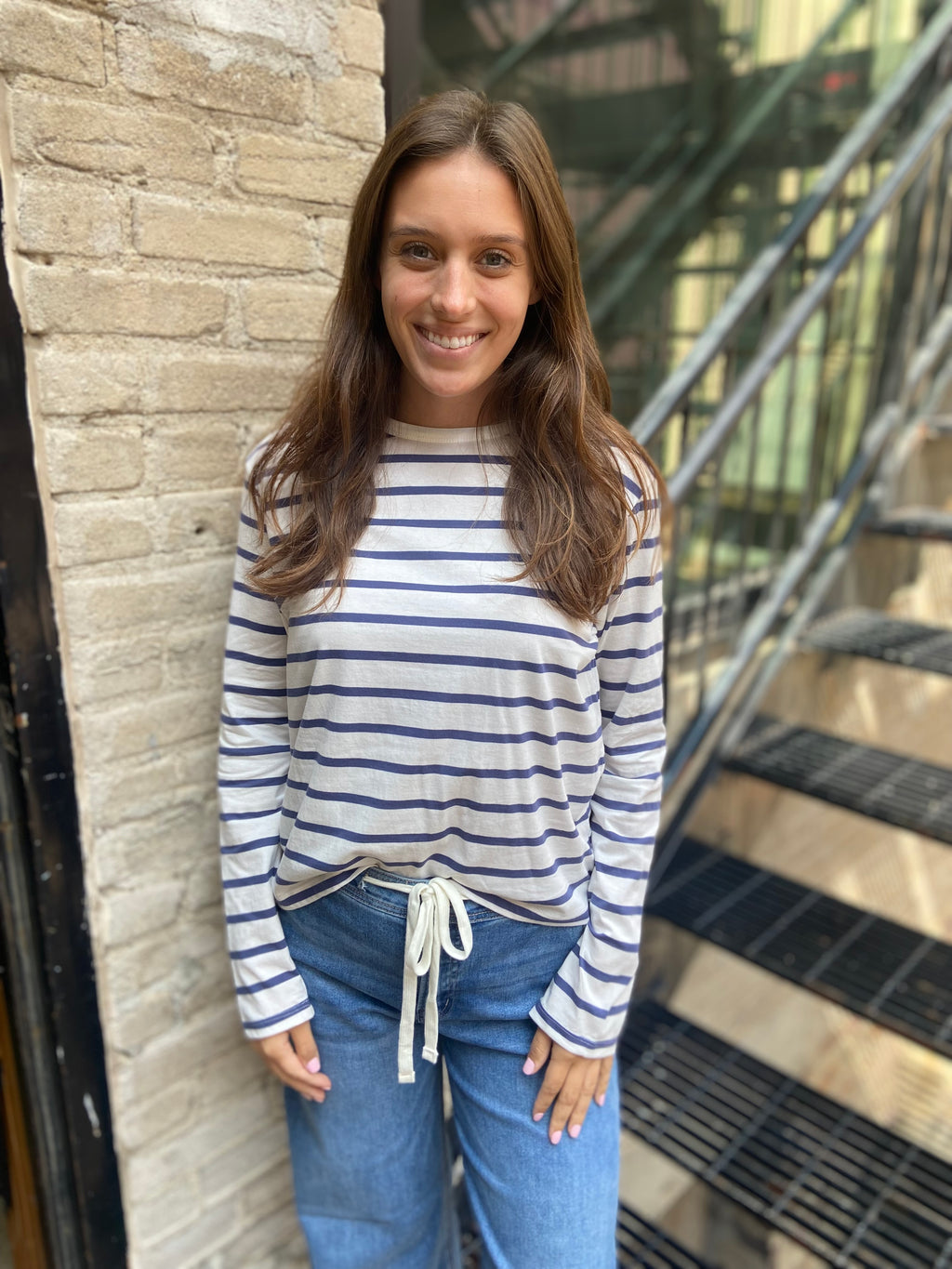 Charles Blue & White Stripe Long Sleeve