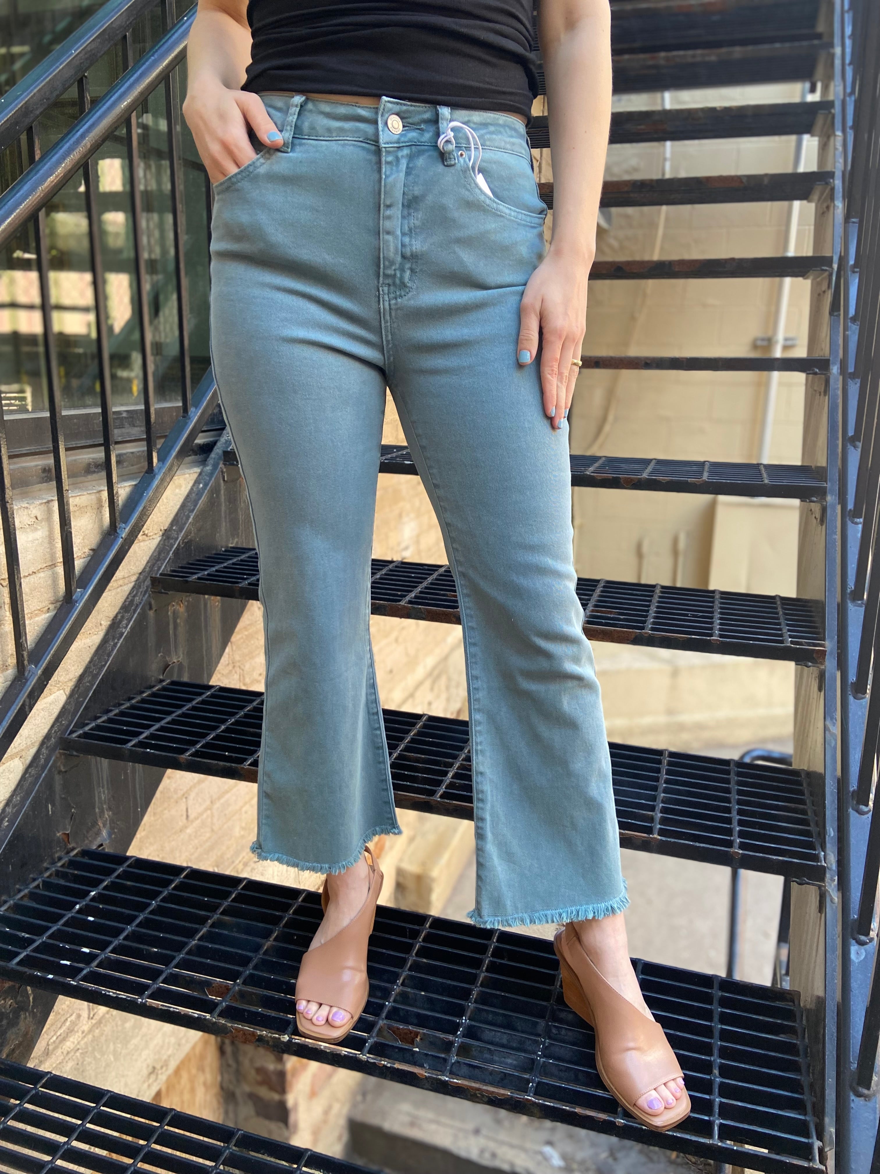 Carrie Teal High Waisted Bootcut Zenana Jeans - MK Threads Boutique