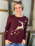 Wine Red Reindeer Sweater