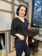 Camden Black Drop Down Sleeve Blouse