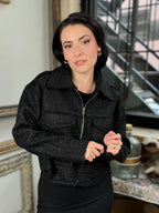 Natalie Black Boucle Cropped Jacket