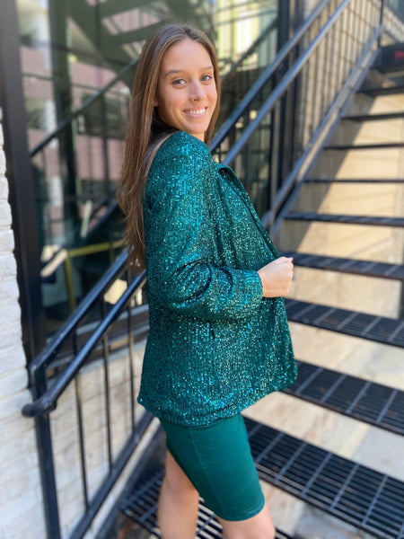 Hollie Dark Green Sequin Blazer