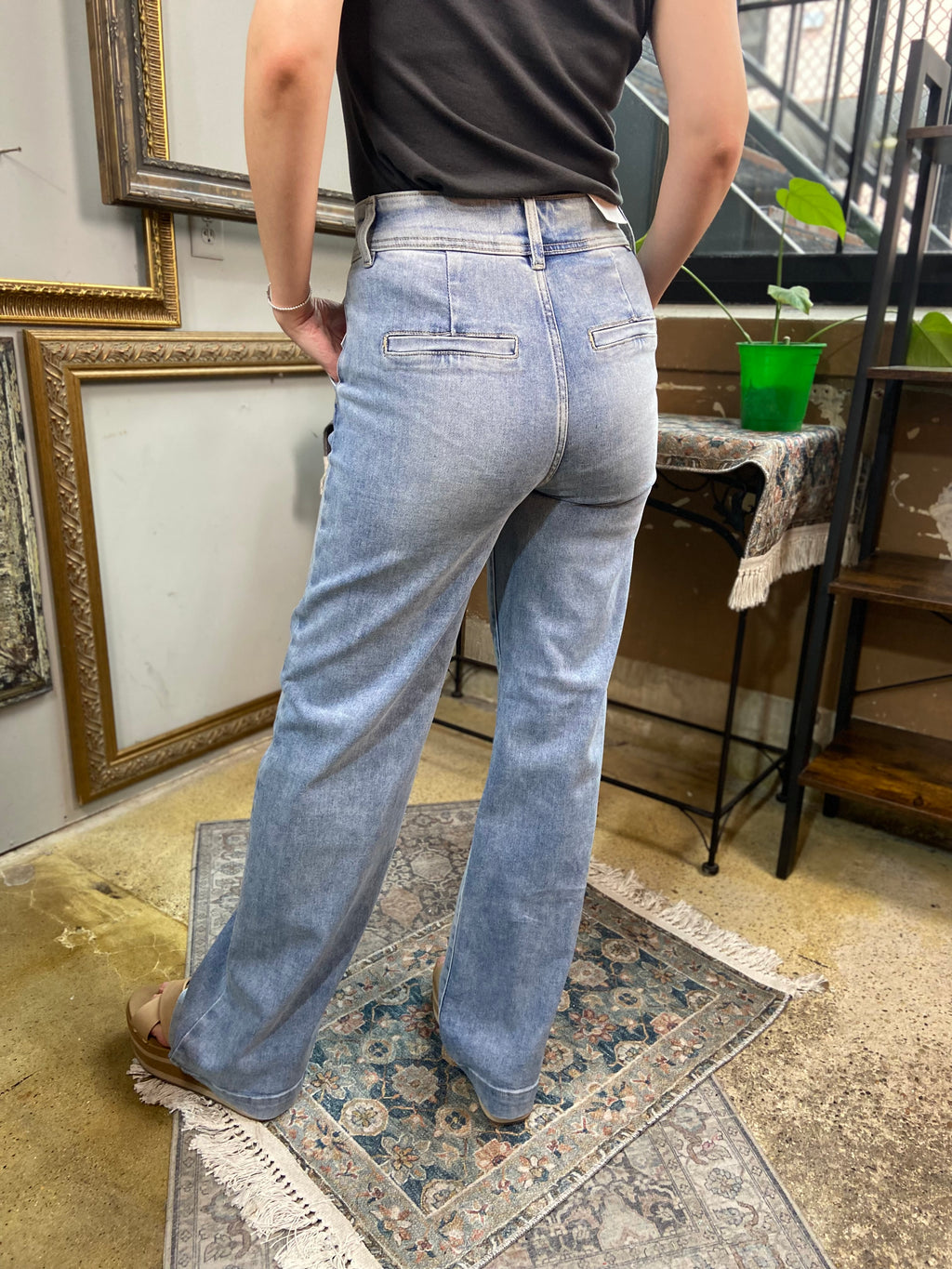 Sally Light Wash High Rise Wide Leg Risen Jeans - MK Threads Boutique