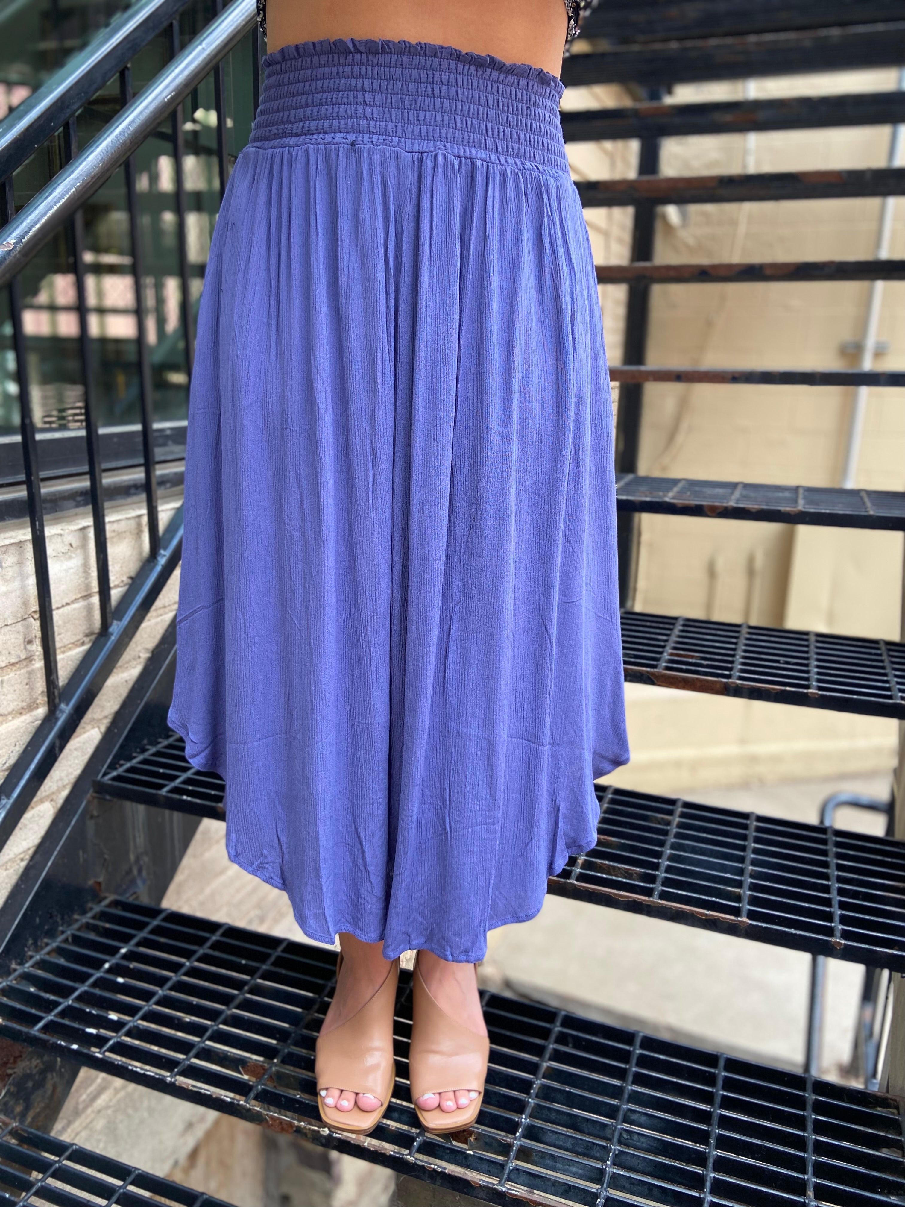 Marco Purple Flowy Midi Skirt - MK Threads Boutique