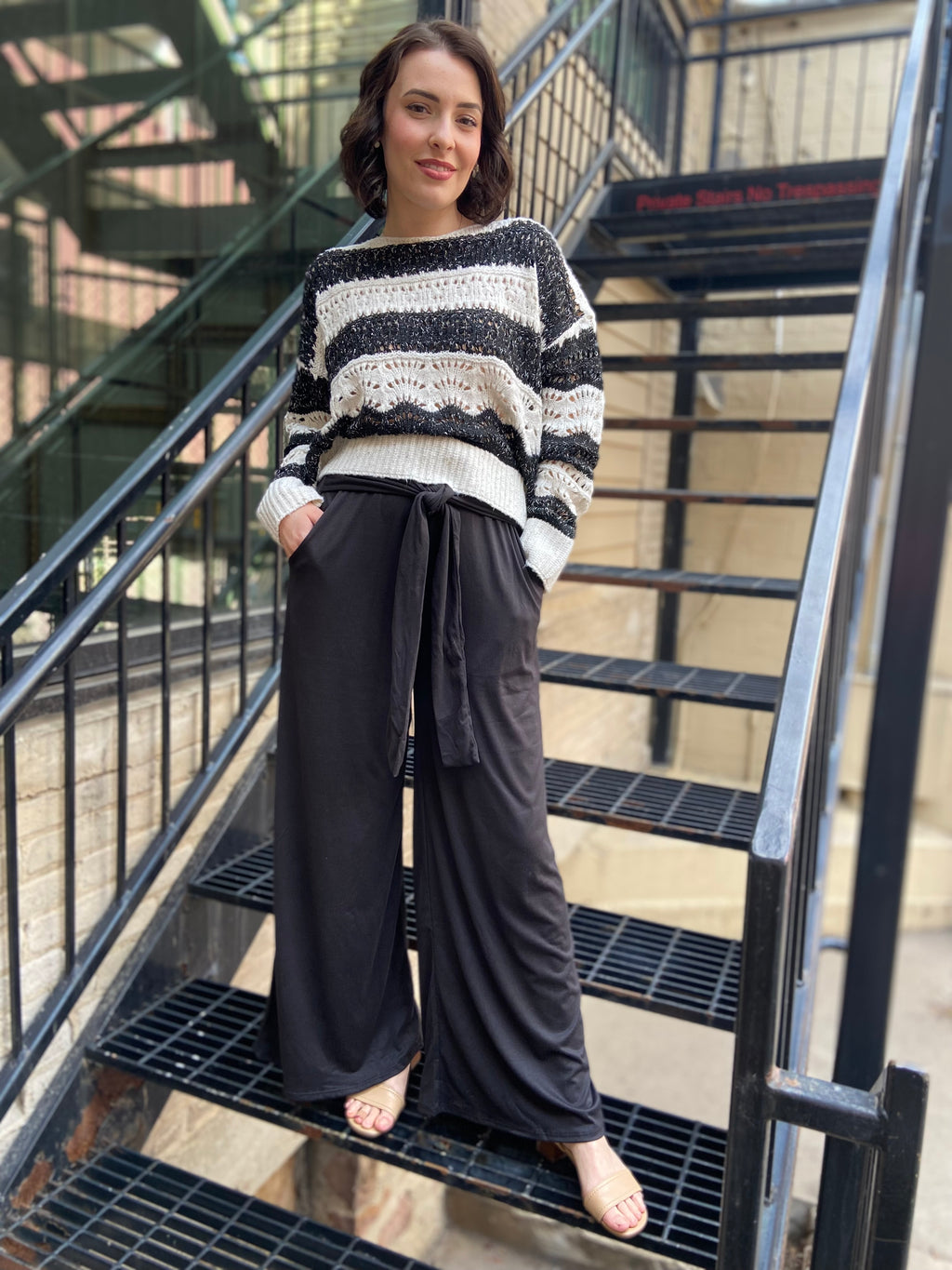 Ozia Black & White Stripe Sweater - MK Threads Boutique