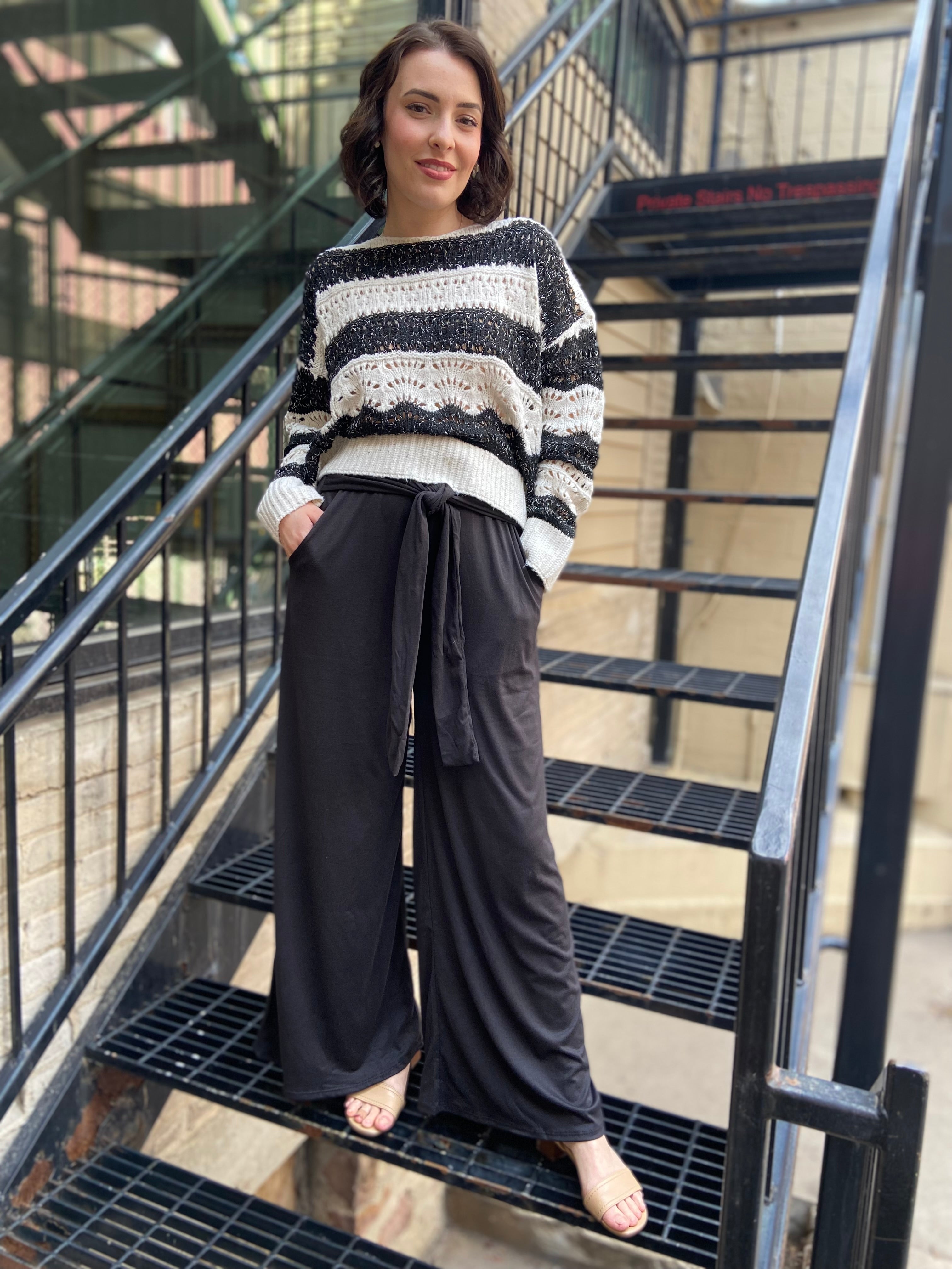 Ozia Black & White Stripe Sweater