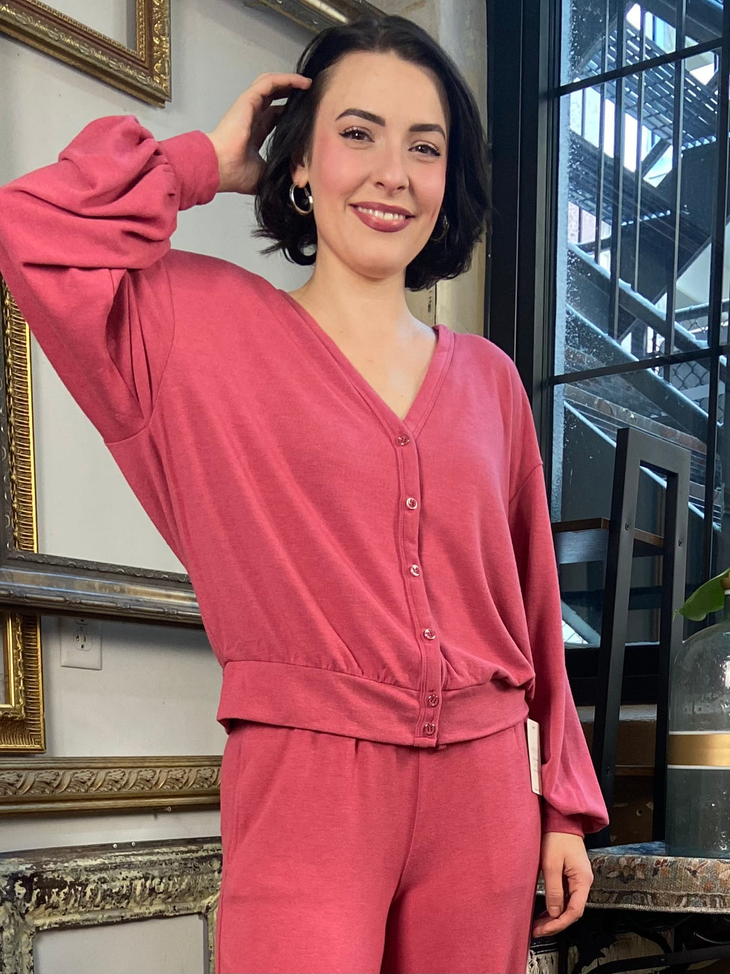 Ava Rose Soft Long Sleeve Cardigan and Wide Jogger Set