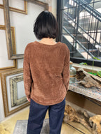 Kayla Brown Chenille Waffle Round Neck Sweater
