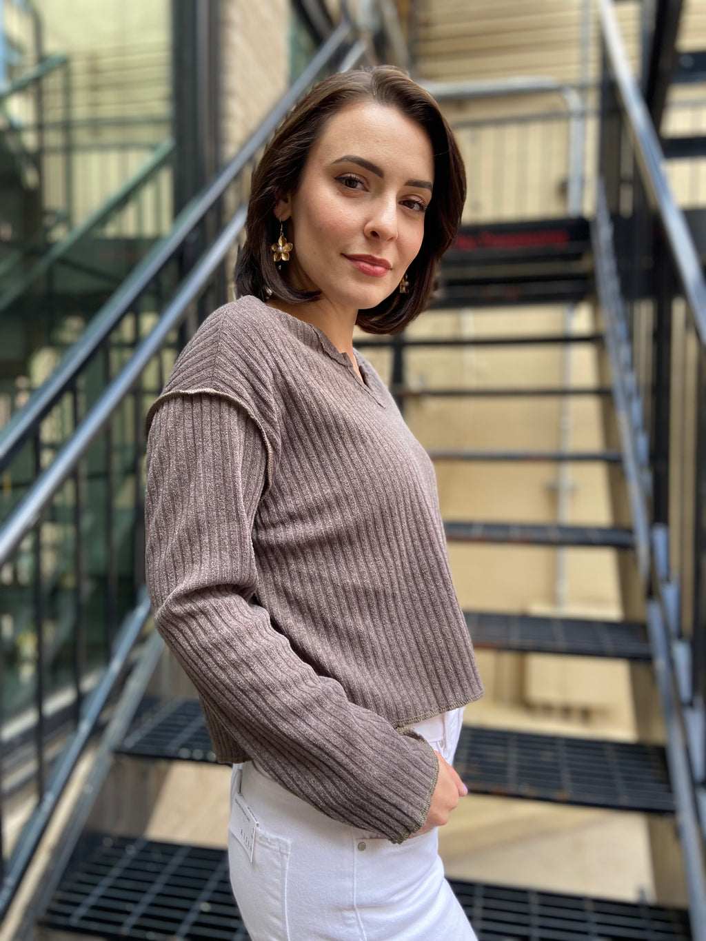 Ria Olive Light Weight Ribbed Sweater - MK Threads Boutique