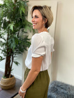 Shila Off White Bubble Sleeve Top - MK Threads Boutique