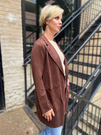 Reagan Dark Brown Suede Trench Jacket