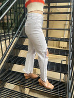 Ellie Blue High Waisted Ripped Cropped Risen Jeans