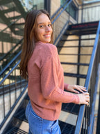 Lizzie Marsala Crewneck Long Sleeve Sweater Top