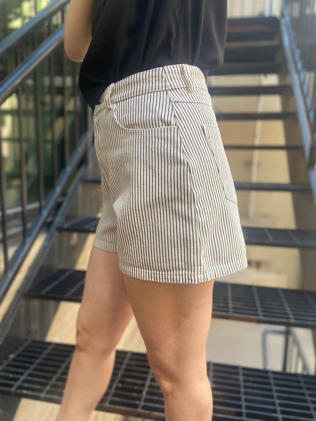 Alice Tan & Black Striped Jean Shorts