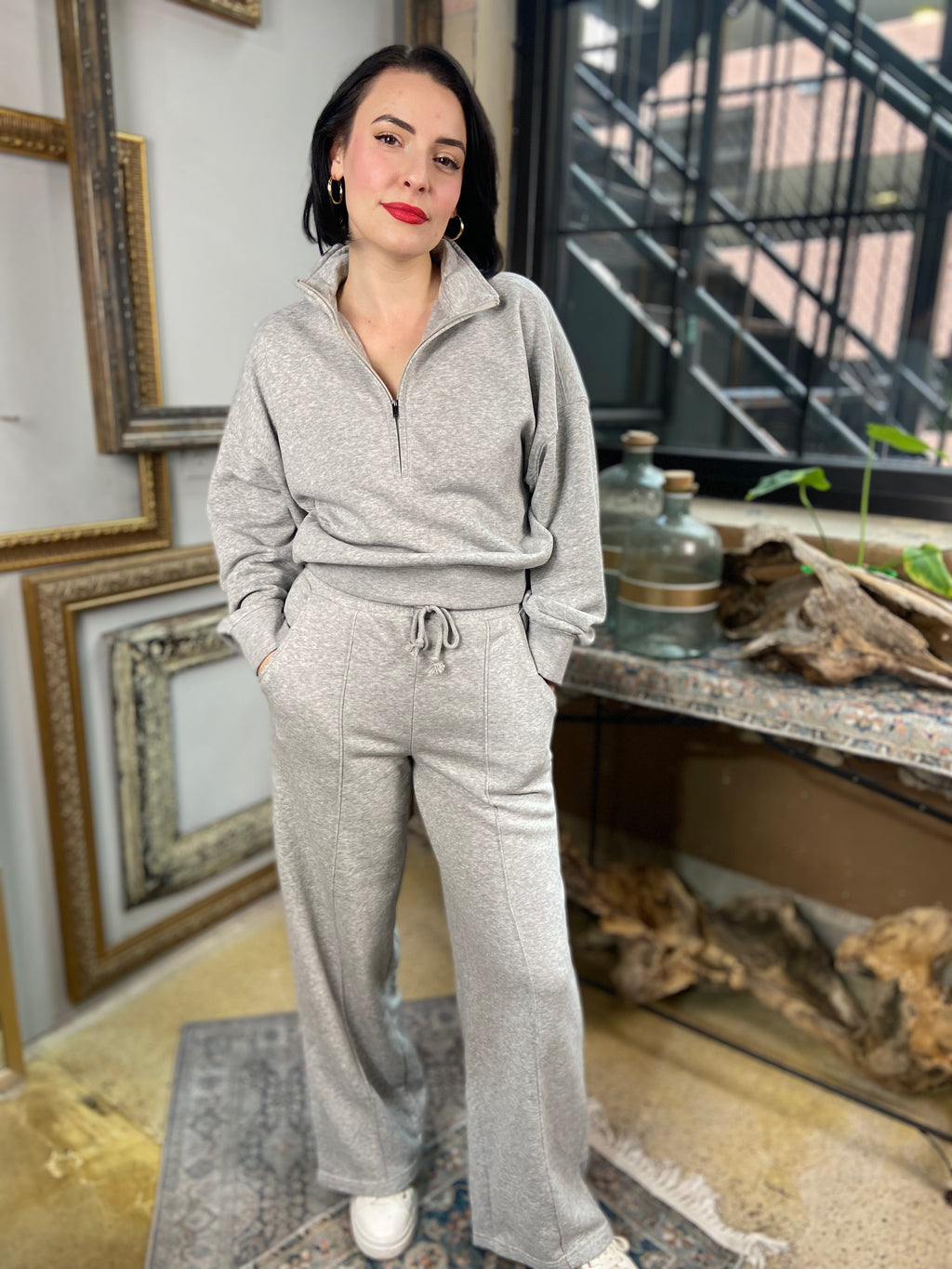 Morgan Heather Gray Soft Half Zip Sweater