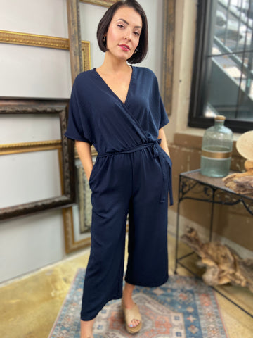 Tallie Navy Front Tie Jumpsuit