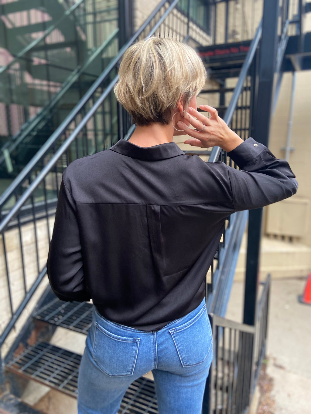 Alexi Black Silk Button up