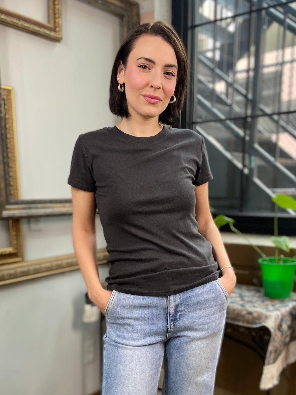 Hane Charcoal Cotton Short Sleeve T Shirt - MK Threads Boutique