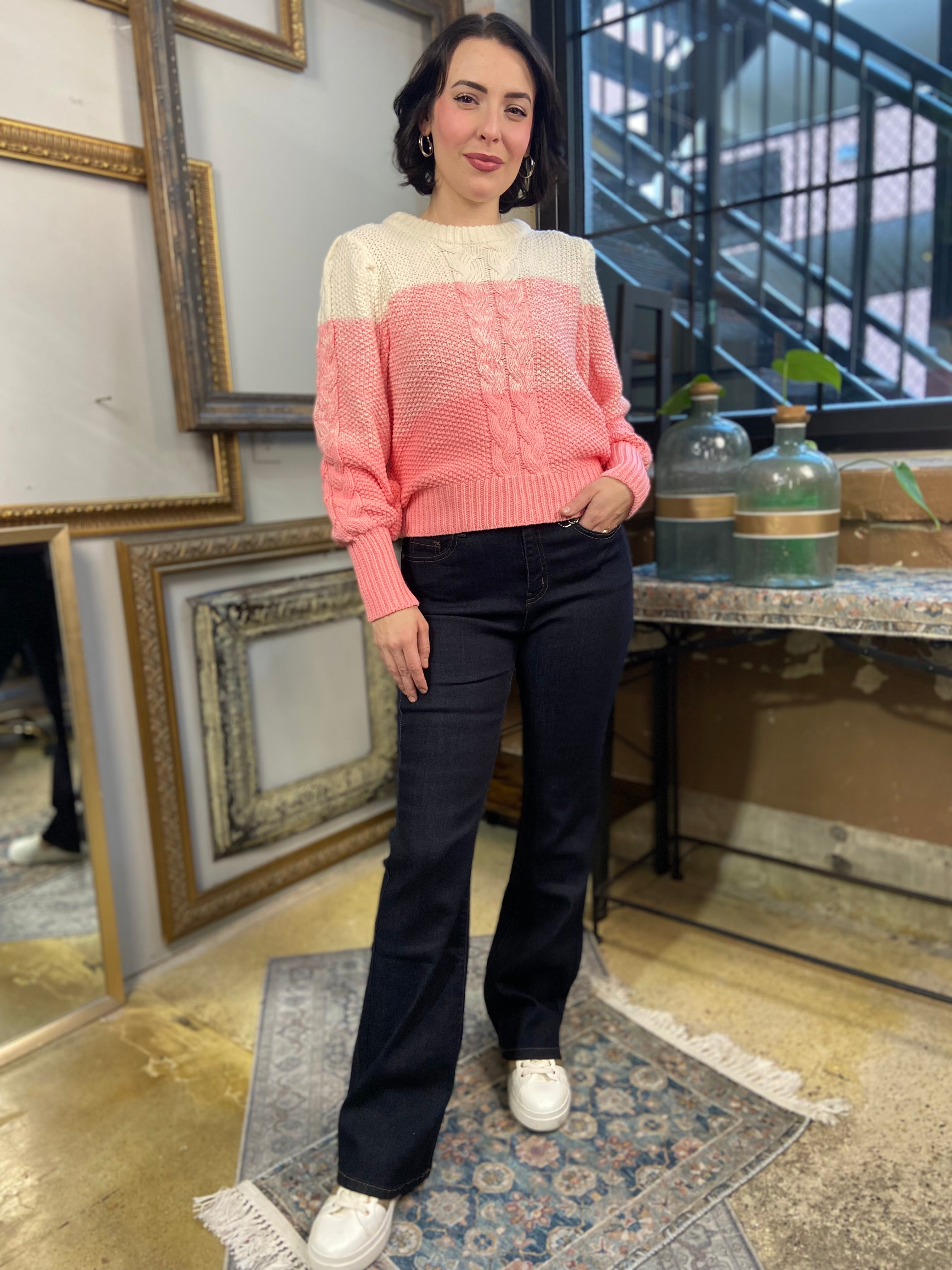 Freya Pink Stripe Knit Sweater