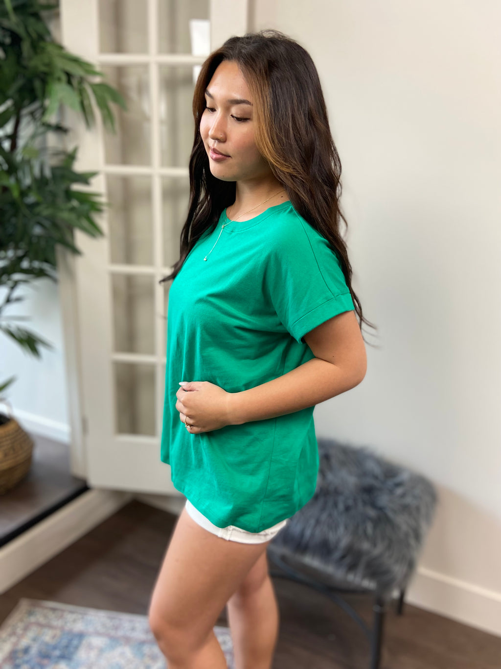 Mara Kelly Green Cuff Sleeve Shirt - MK Threads Boutique