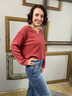 Ria Clay Light Weight Ribbed Sweater - MK Threads Boutique