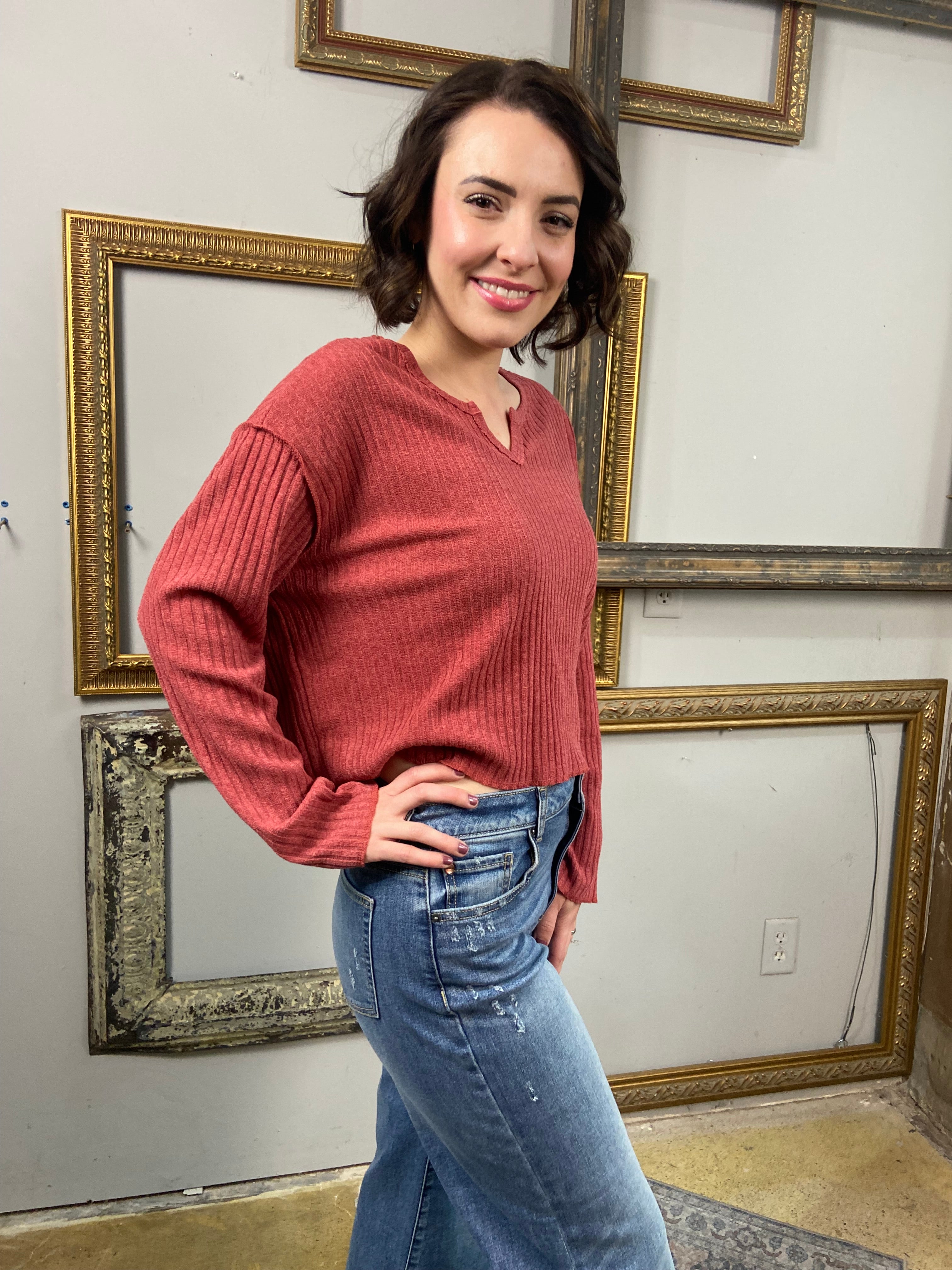 Ria Clay Light Weight Ribbed Sweater - MK Threads Boutique