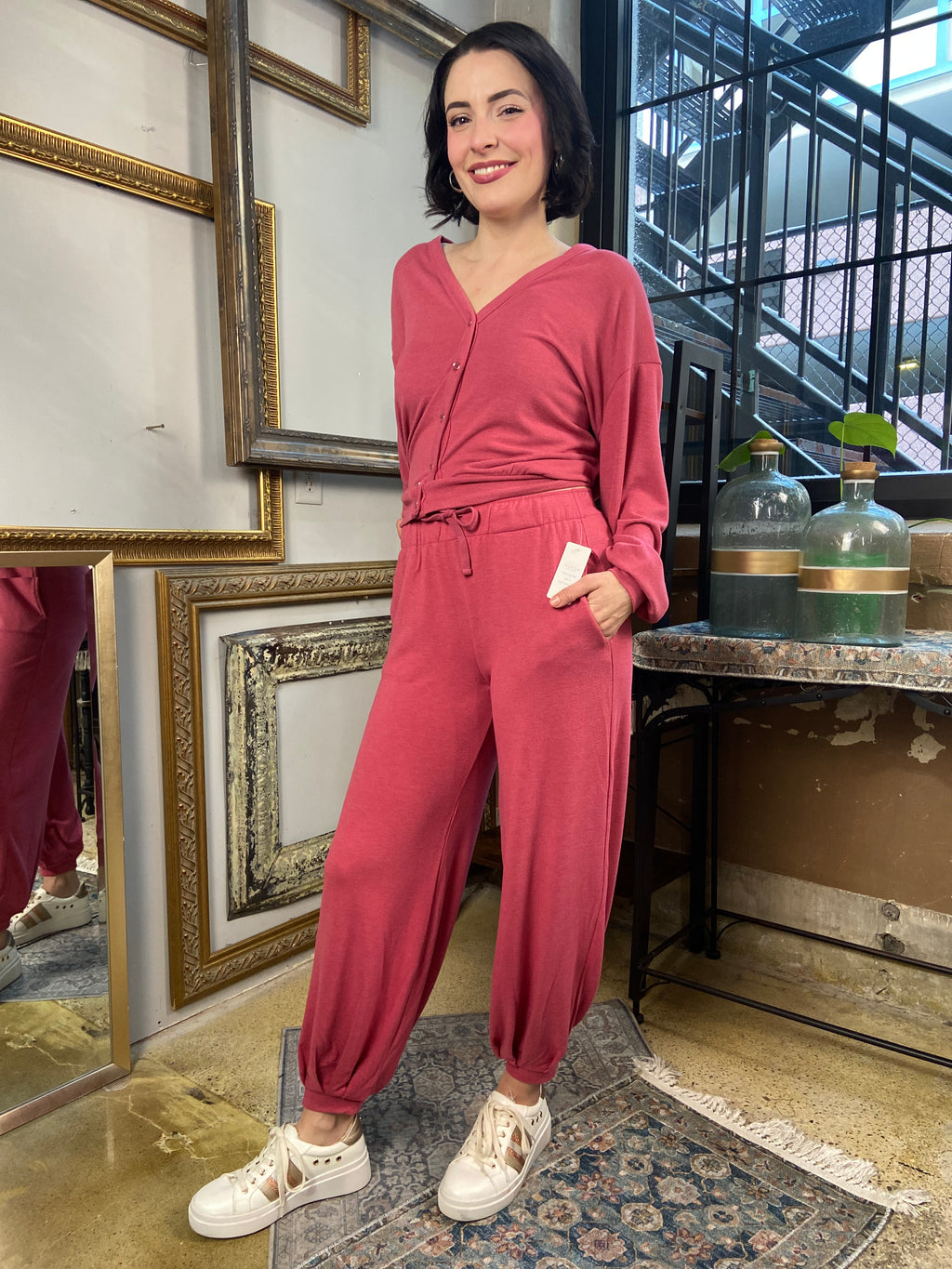 Ava Rose Soft Long Sleeve Cardigan and Wide Jogger Set