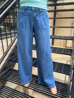 Vickie Dark Wash Baggy Wide Leg Risen Jeans
