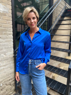 Alexi Royal Blue Silk Button up