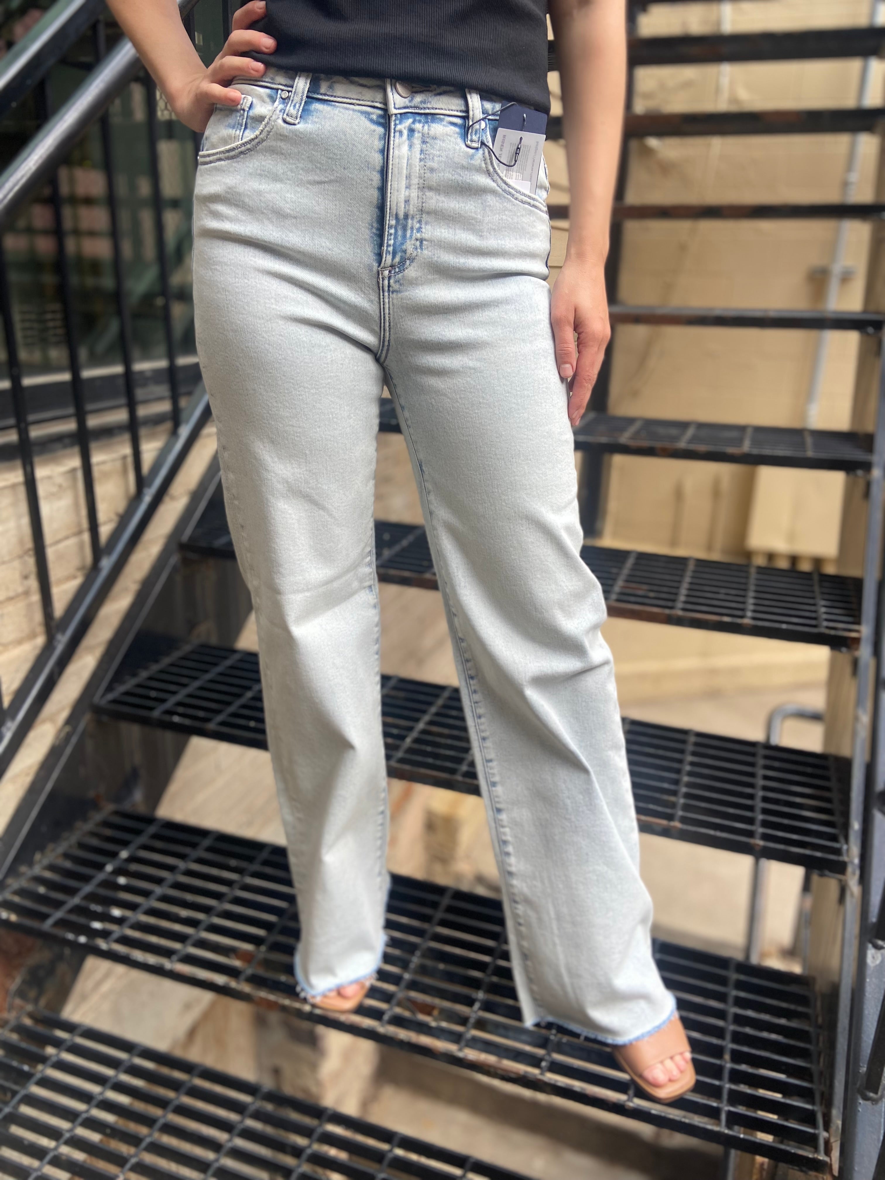 Stan Light Wash High Waisted Wide Leg Risen Jeans