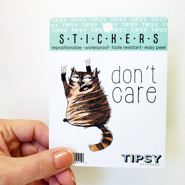 Don't Care Cat Vinyl Sticker