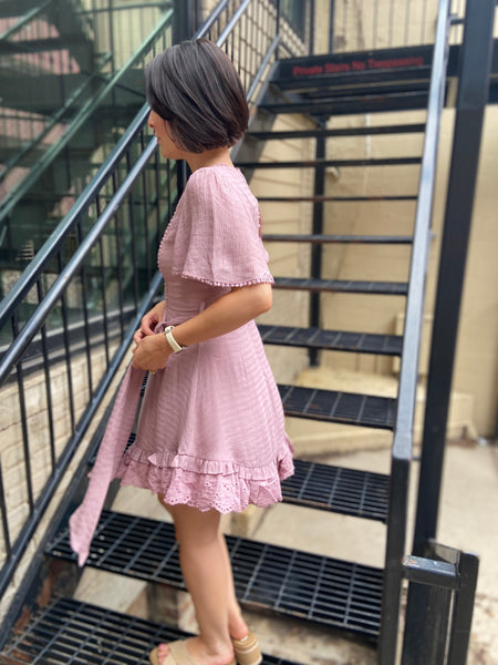 Maya Dusty Pink Detail Mini Dress