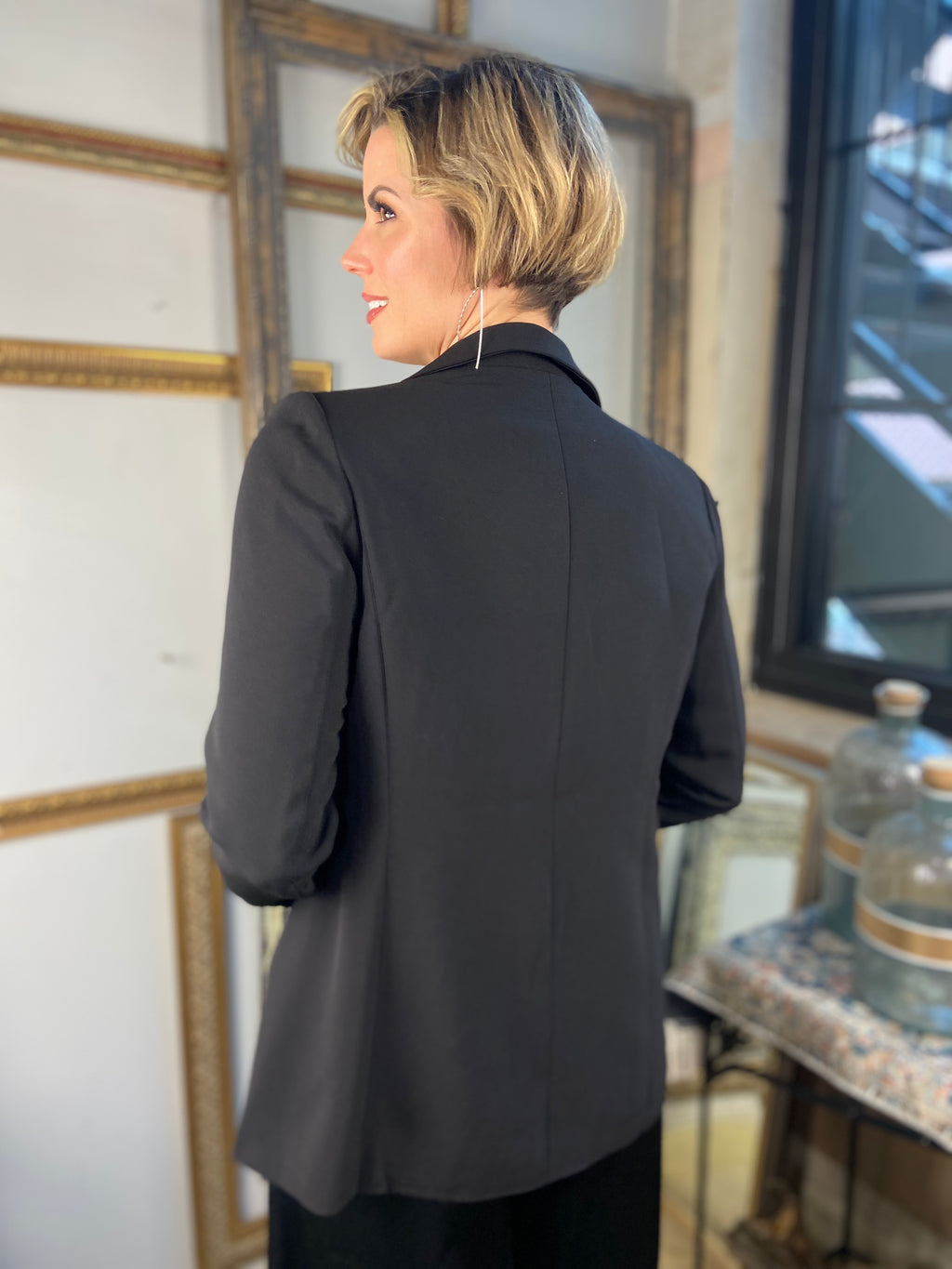 Donna Black Rhinestone Studded Blazer