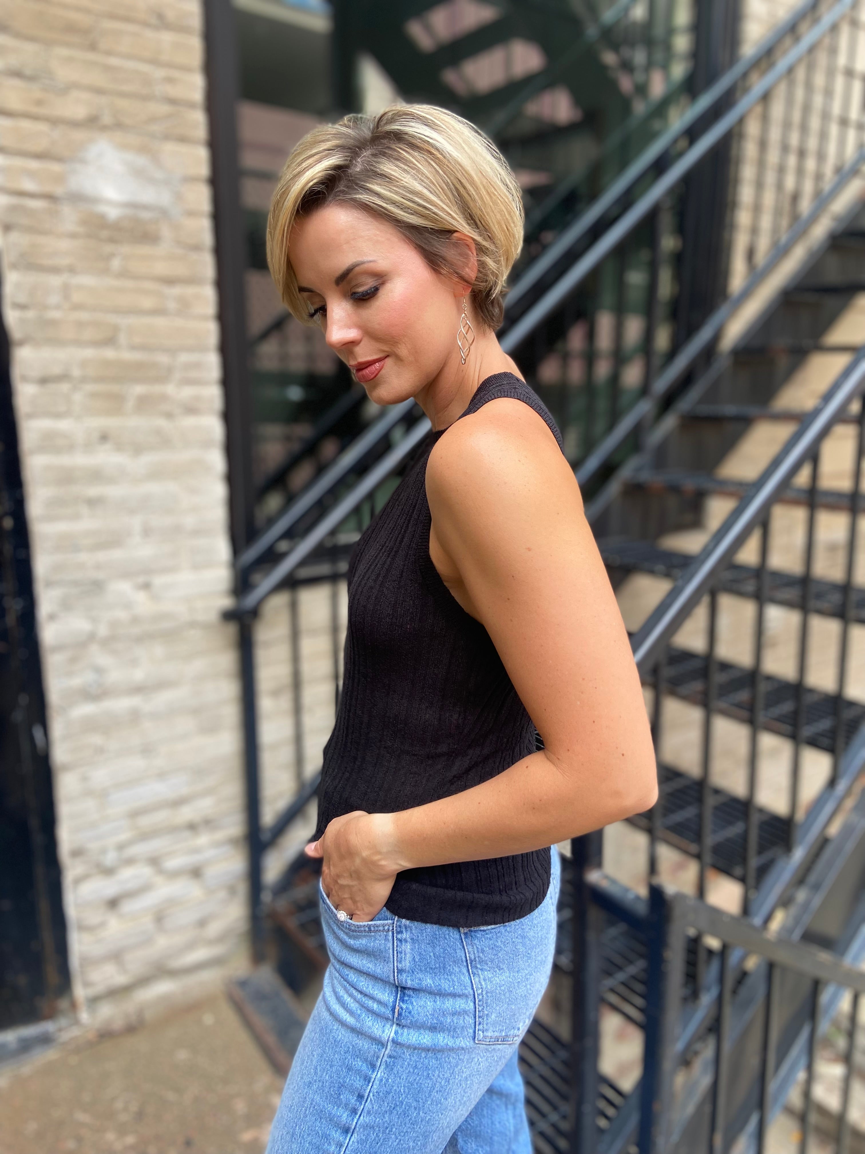 Elle Black Knit Tank Top