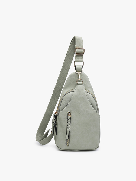 Nikki Dual Compartment Crossbody Sling Bag: Light Olive