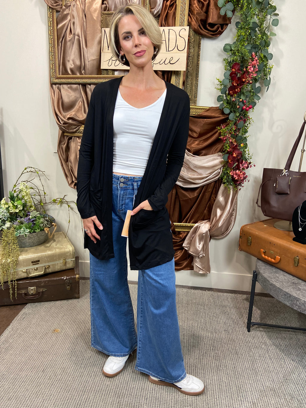 Eliane Black Long Lightweight Cardigan